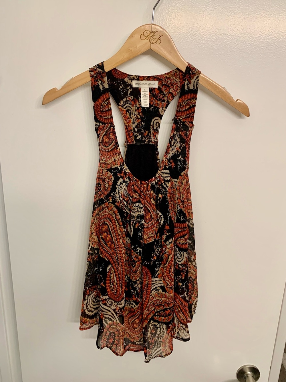 Ambiance Paisley Backless Tank Dress - Black & Rust